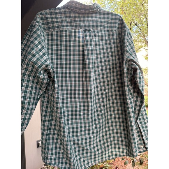 Land’s End Button Up Shirt Men's Large 16-16 1/2 Green Plaid With Pocket - Picture 7 of 7